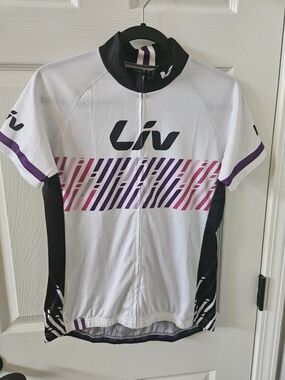 Liv Cycling Short Sleeve Full-Zip Jersey - Women’s White & Purple Cycling Jersey